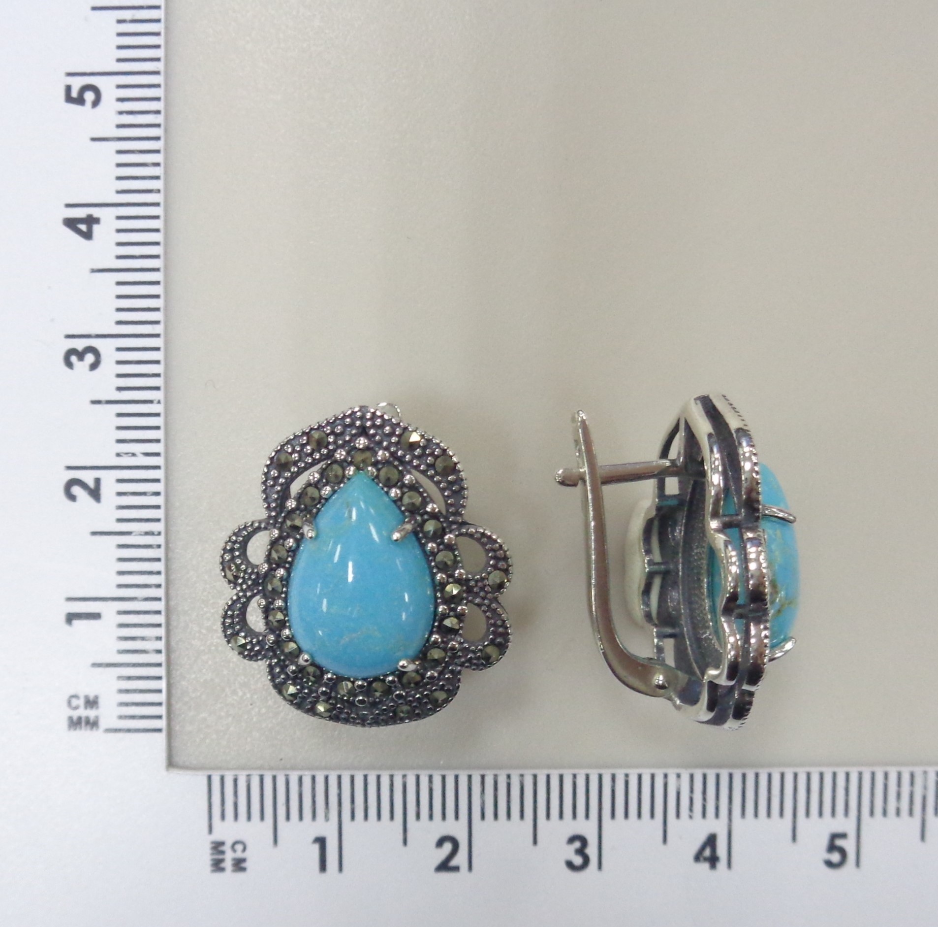 Серебряные серьги с бирюзой
